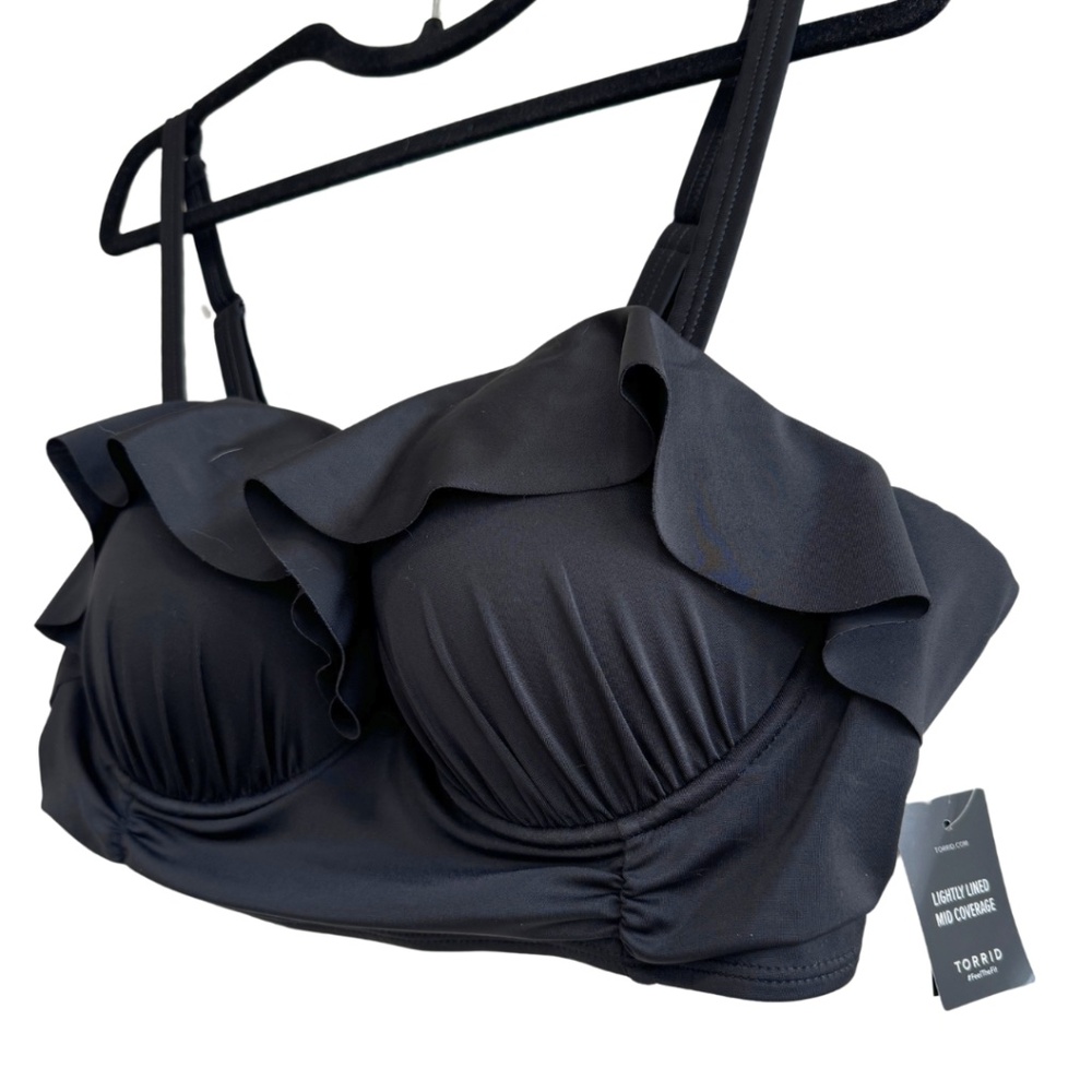 Black Torrid Multiway Ruffle Swim Top Size 2 (D/DD) NWT